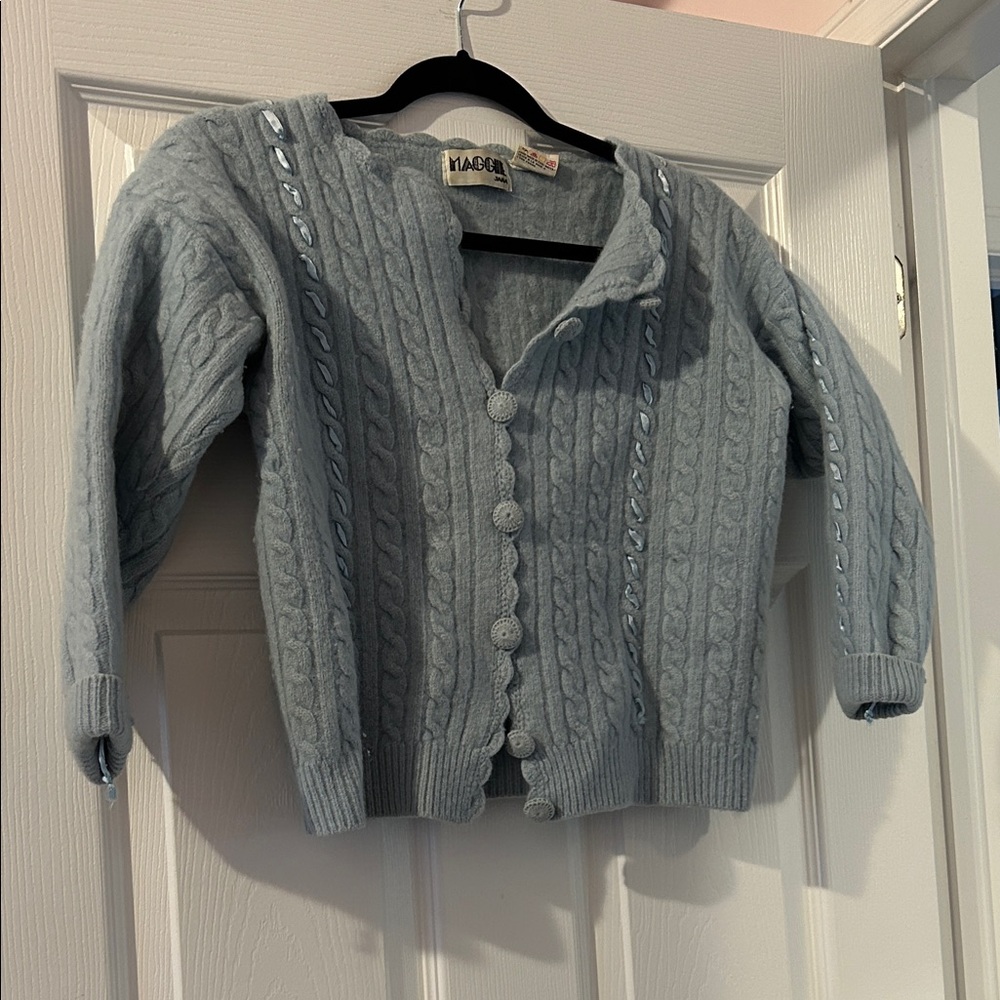 Women's Light Blue Cable Knit Cardigan